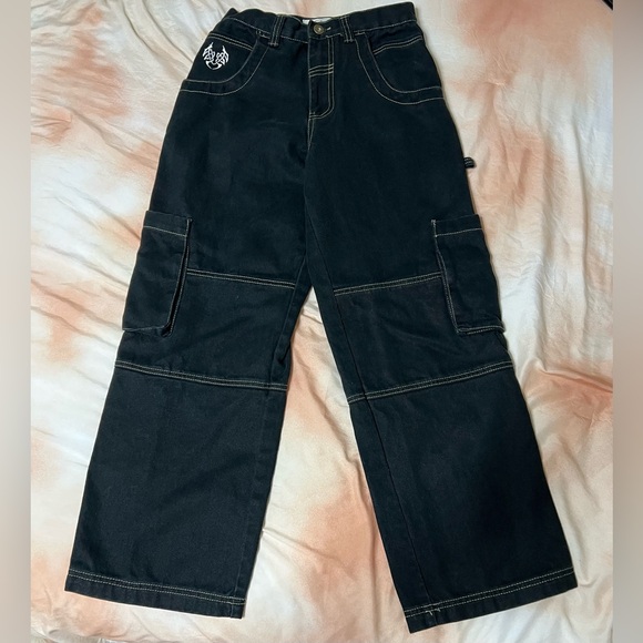 Urban Pipeline UP Embroidered Y2K Raver Skater Style Cargo Jeans Size 14R [F-4] - Picture 8 of 11
